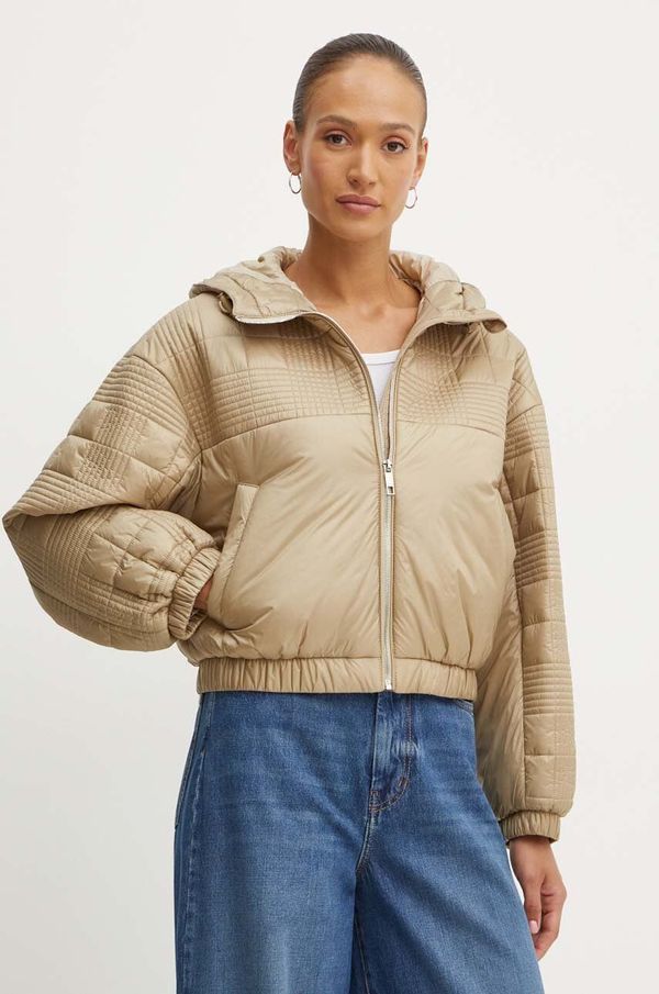 BOSS Jakna BOSS za žene, boja: bež, za zimu, oversize, 50518851
