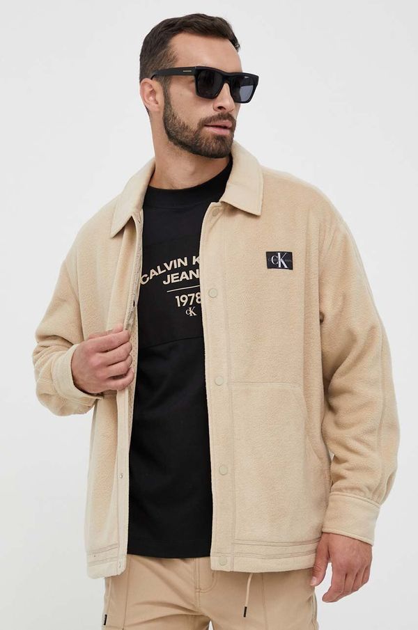 Calvin Klein Jeans Jakna Calvin Klein Jeans za muškarce, boja: bež, za prijelazno razdoblje, oversize