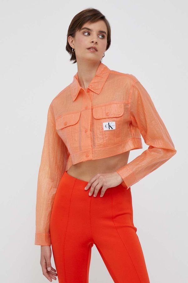 Calvin Klein Jeans Jakna Calvin Klein Jeans za žene, boja: narančasta, za prijelazno razdoblje