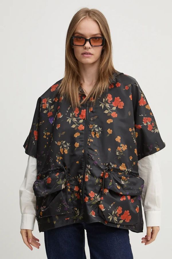 Desigual Jakna Desigual ARTISTIC FLOWER RI za žene, boja: crna, za prijelazno razdoblje, oversize, 24WAIY07