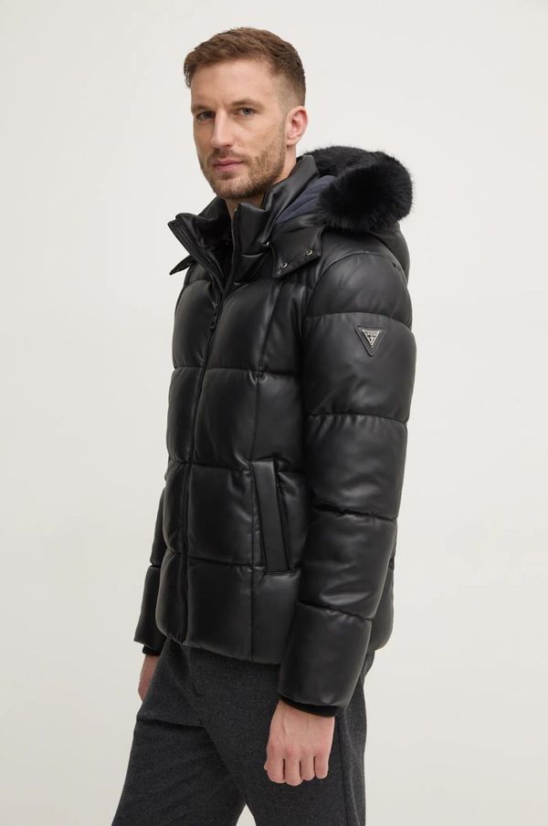Guess Jakna Guess za muškarce, boja: crna, za zimu, M4BL33.WGJB0