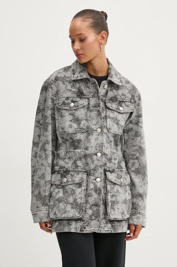 Moschino Jeans Jakna Moschino Jeans za žene, boja: siva, za prijelazno razdoblje, A0511 8722