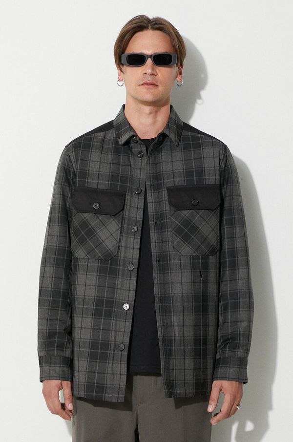 Neil Barrett Jakna Neil Barett LOOSE BICOLOR FLAP POCKET PADDED za muškarce, boja: siva, za prijelazno razdoblje, PBCS024C.V041C.888