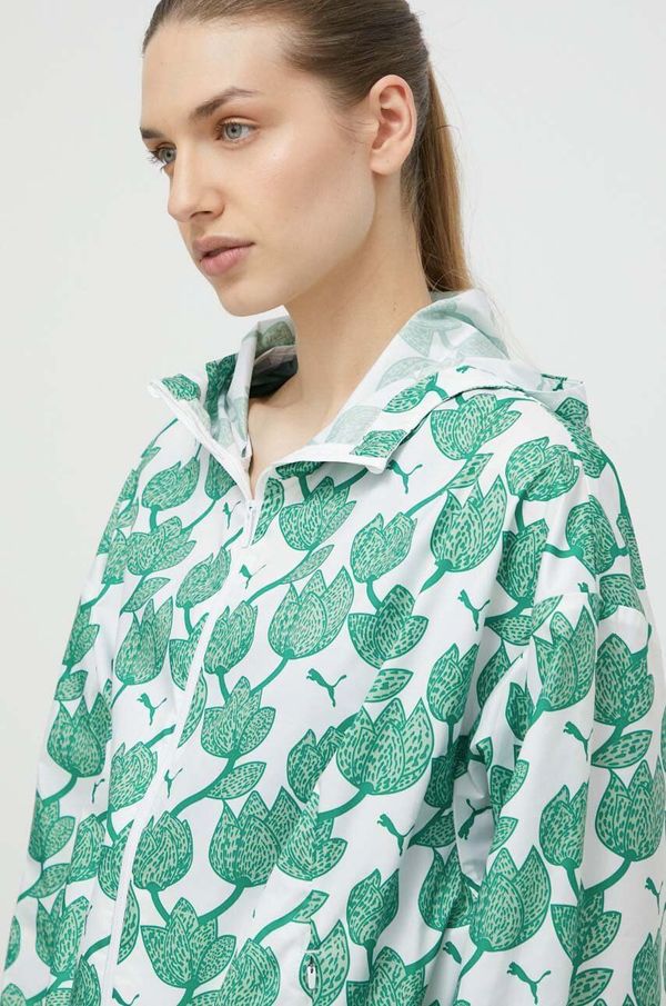Puma Jakna Puma za žene, boja: zelena, za prijelazno razdoblje, oversize, 624976