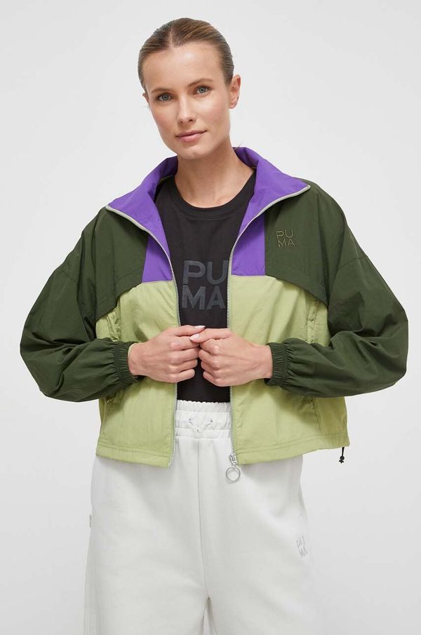 Puma Jakna Puma za žene, boja: zelena, za prijelazno razdoblje, oversize