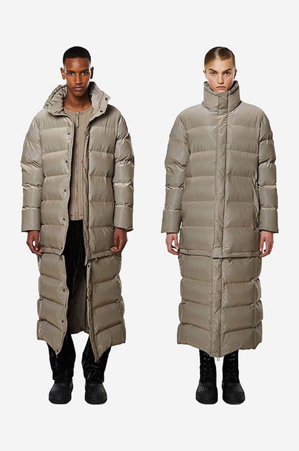 Rains Jakna Rains Extra Long Puffer Coat boja: smeđa, za zimu, 1536.VELVETTAUPE-VELVET.TAU