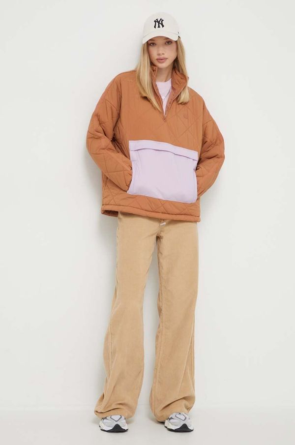 Rip Curl Jakna Rip Curl za žene, boja: smeđa, za prijelazno razdoblje, oversize