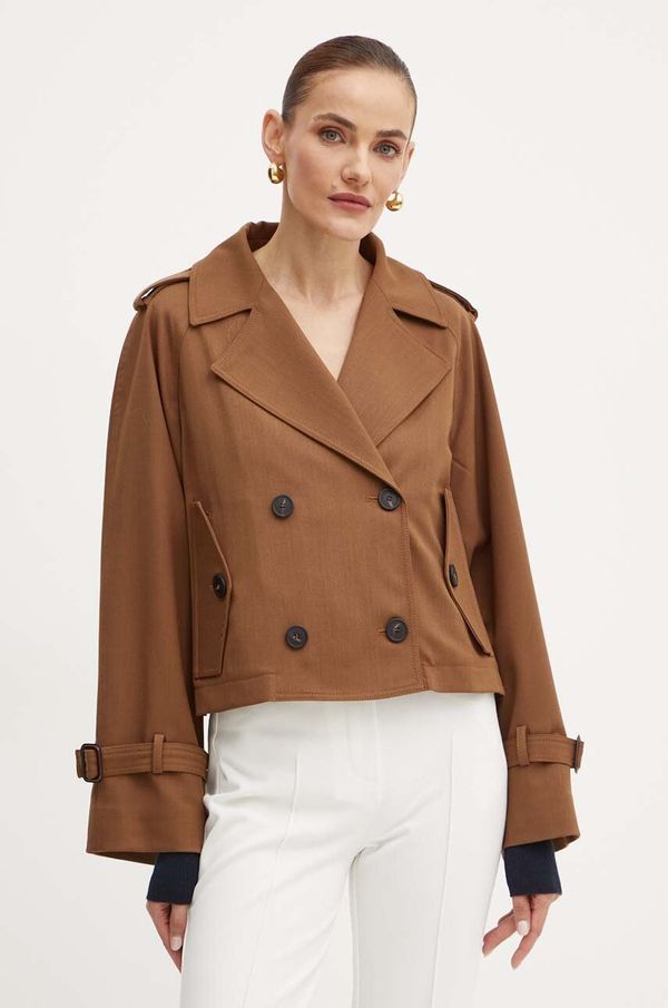 Weekend Max Mara Jakna s dodatkom vune Weekend Max Mara boja: smeđa, za prijelazno razdoblje, oversize, 2425026011600