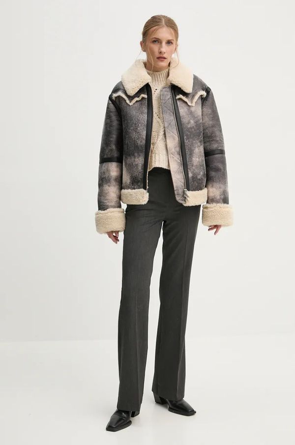 Stand Studio Jakna Stand Studio Lessie Jacket za žene, boja: siva, za prijelazno razdoblje, oversize, 61957-9073