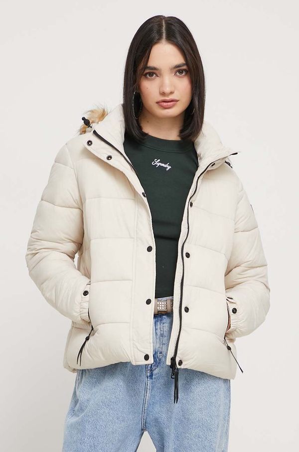 Superdry Jakna Superdry za žene, boja: bež, za zimu