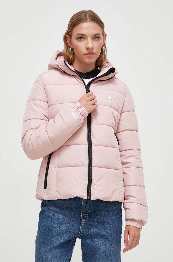 Superdry Jakna Superdry za žene, boja: ružičasta, za zimu