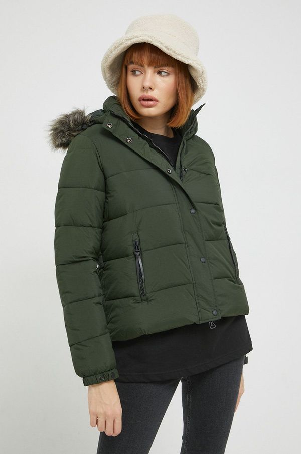 Superdry Jakna Superdry za žene, boja: zelena, za zimu