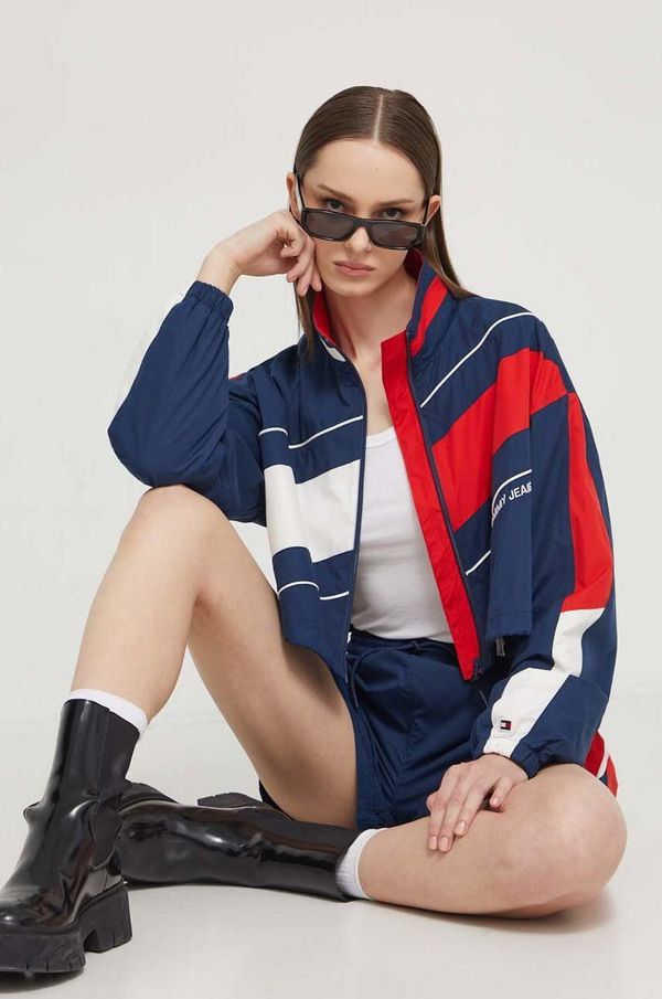 Tommy Jeans Jakna Tommy Jeans Archive Games za žene, boja: tamno plava, za prijelazno razdoblje, oversize
