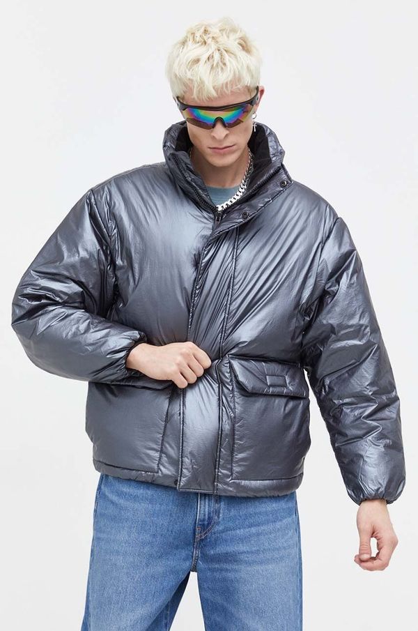 Tommy Jeans Jakna Tommy Jeans za muškarce, boja: siva, za zimu, oversize