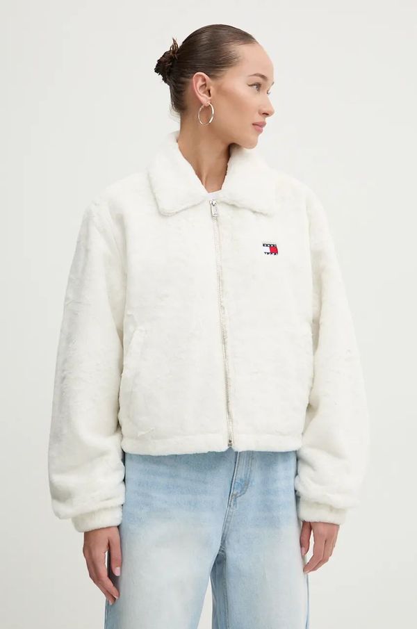 Tommy Jeans Jakna Tommy Jeans za žene, boja: bež, za prijelazno razdoblje, oversize, DW0DW19523