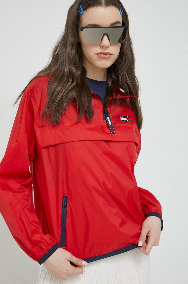 Tommy Jeans Jakna Tommy Jeans za žene, boja: crvena, za prijelazno razdoblje, oversize