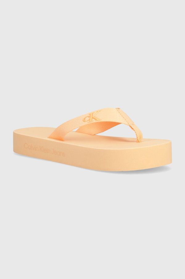 Calvin Klein Jeans Japanke Calvin Klein Jeans FLATFORM FLIPFLOP JELLY za žene, boja: narančasta, ravni potplat, YW0YW01398