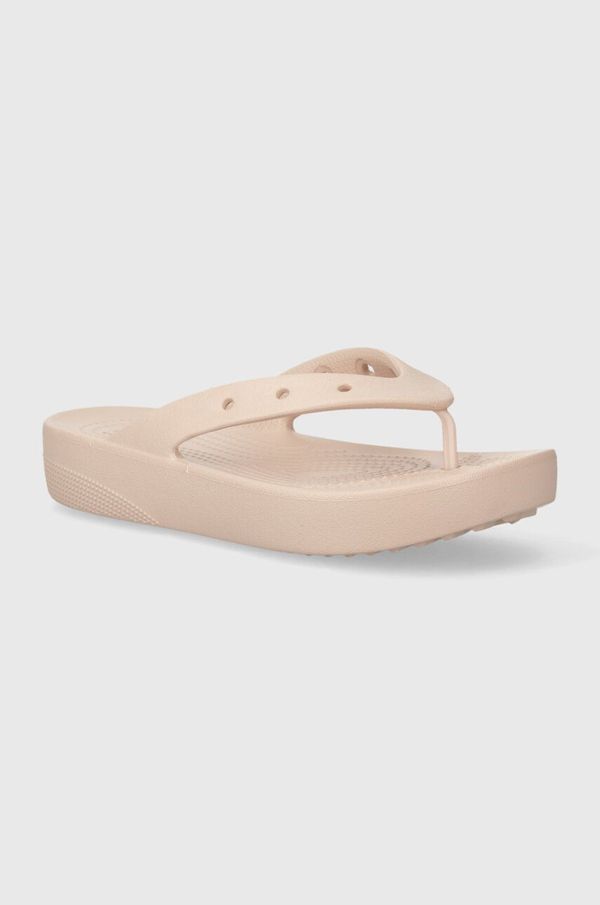 Crocs Japanke Crocs Classic Platform Flip za žene, boja: ružičasta, ravni potplat, 207714