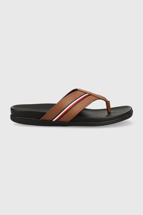 Tommy Hilfiger Japanke Tommy Hilfiger HILFIGER LEATHER TOE POST SANDAL za muškarce, boja: smeđa, FM0FM04460