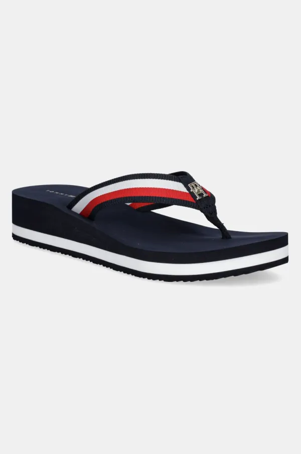 Tommy Hilfiger Japanke Tommy Hilfiger TH CORP MID WEDGE BEACH SANDAL za žene, boja: tamno plava, klin peta, FW0FW08517
