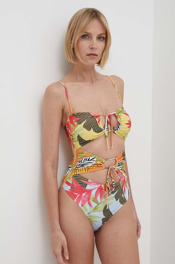 Desigual Jednodijelni kupaći kostim Desigual PALMS ONE PIECE boja: žuta, lagano učvršćene košarice, 24SWMK05