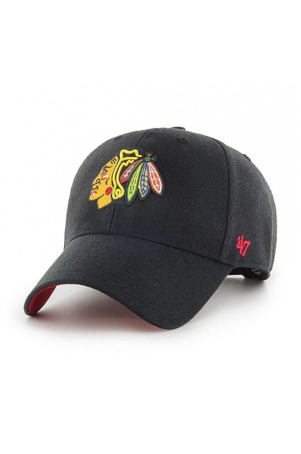 47brand Kapa 47brand NHL Chicago Blackhawks boja: crna, s aplikacijom H-BLPMS04WBP-BKA