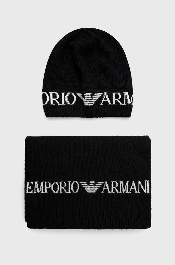 Emporio Armani Kapa i šal s dodatkom vune Emporio Armani boja: crna