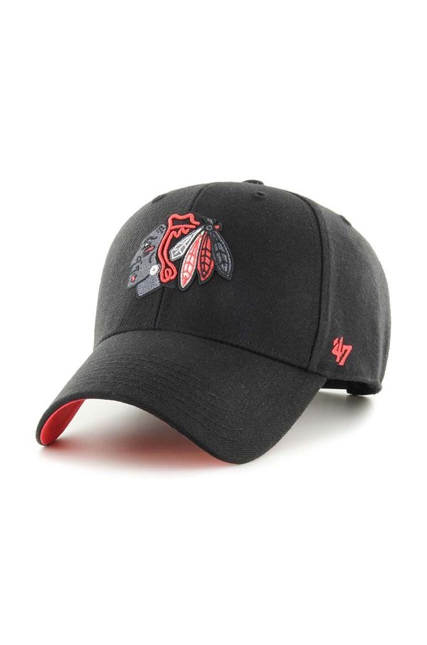 47 brand Kapa sa šiltom 47 brand NHL Chicago Blackhawks boja: crna, s aplikacijom, HVIN-SUMVP04WBP-BK94