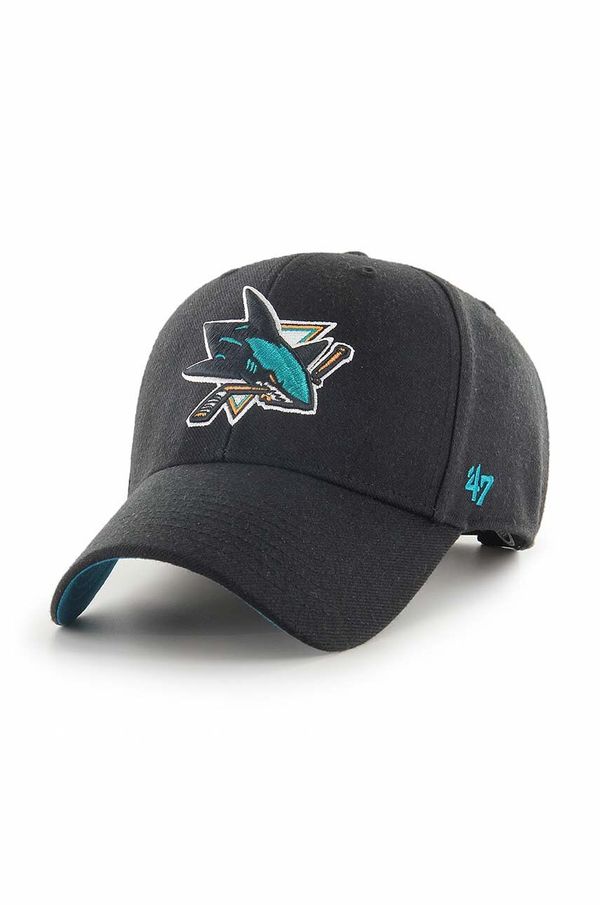 47 brand Kapa sa šiltom 47 brand NHL San Jose Sharks boja: crna, s aplikacijom, H-BLPMS22WBP-BK