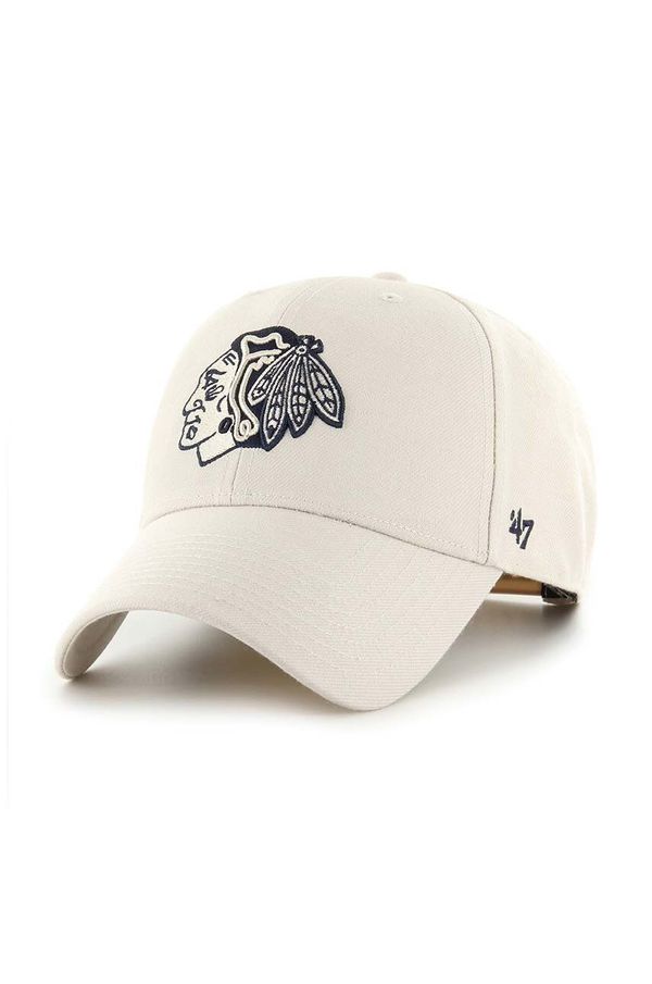 47 brand Kapa sa šiltom s dodatkom vune 47 brand NHL Chicago Blackhawks boja: bež, s aplikacijom, H-MVPSP04WBP-BN