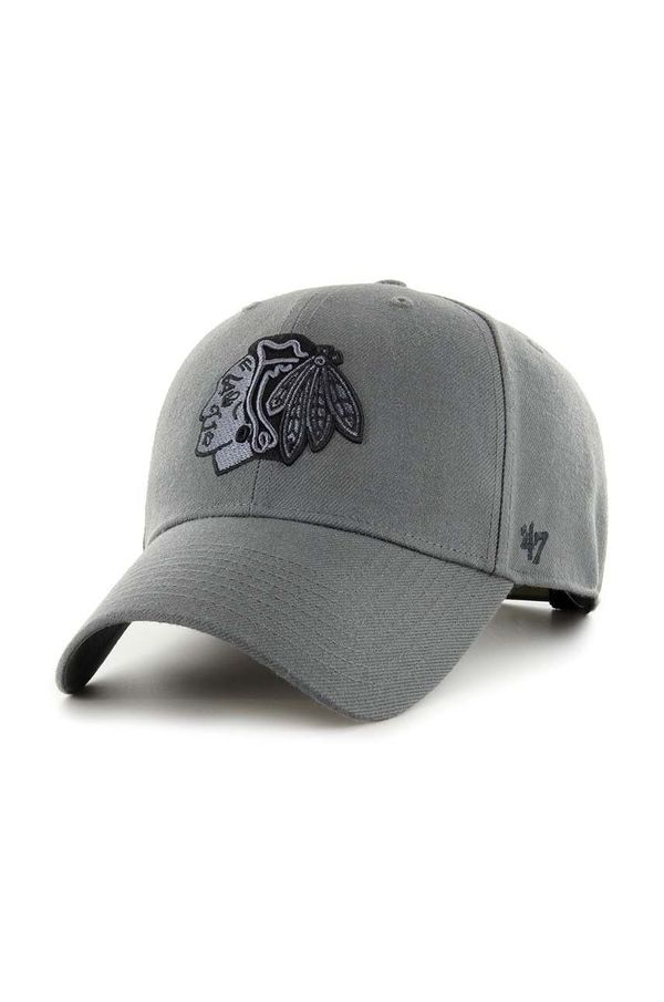 47 brand Kapa sa šiltom s dodatkom vune 47 brand NHL Chicago Blackhawks boja: siva, s aplikacijom, H-MVPSP04WBP-CCA