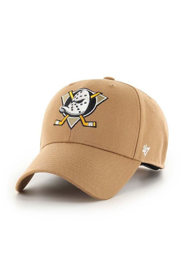 47brand Kapa sa šiltom s dodatkom vune 47brand NHL Anaheim Ducks boja: bež, s aplikacijom