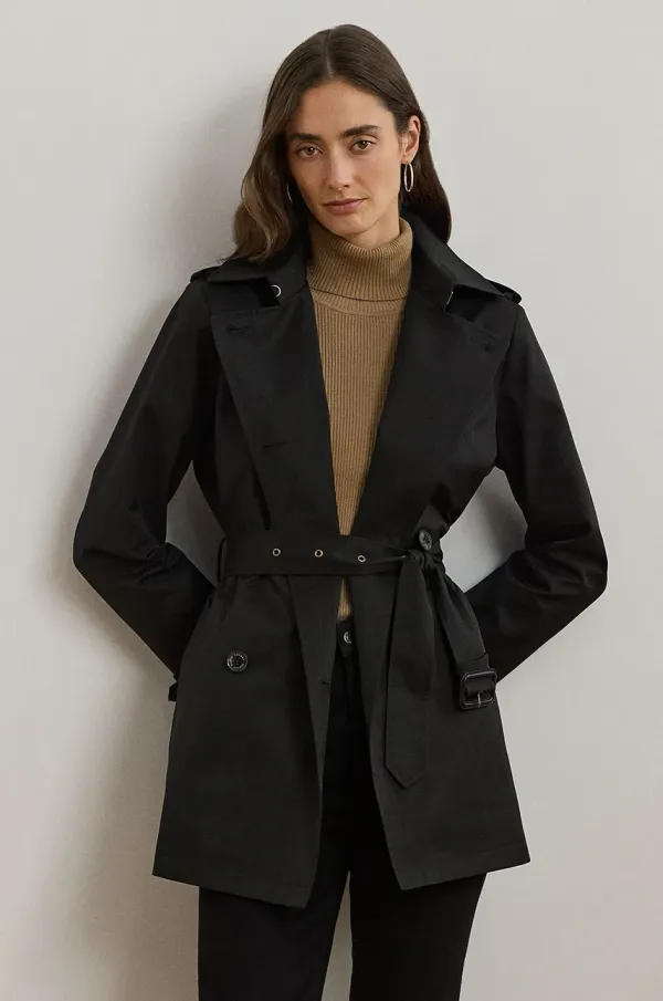Lauren Ralph Lauren Kaput Lauren Ralph Lauren za žene, boja: crna, za prijelazno razdoblje, kopčanje u dva reda, 297967126