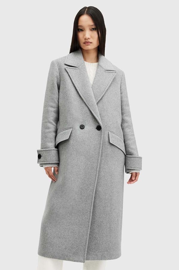 AllSaints Kaput s primjesom vune AllSaints MABEL COAT boja: siva, za prijelazno razdoblje, kopčanje u dva reda, W006OZ