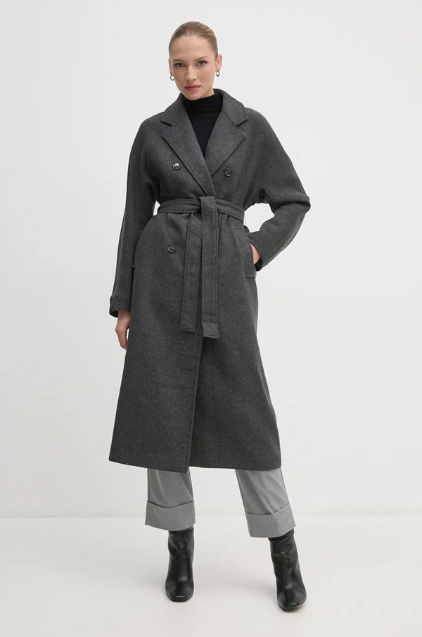 OUI Kaput s primjesom vune OUI boja: siva, za prijelazno razdoblje, oversize, 89833