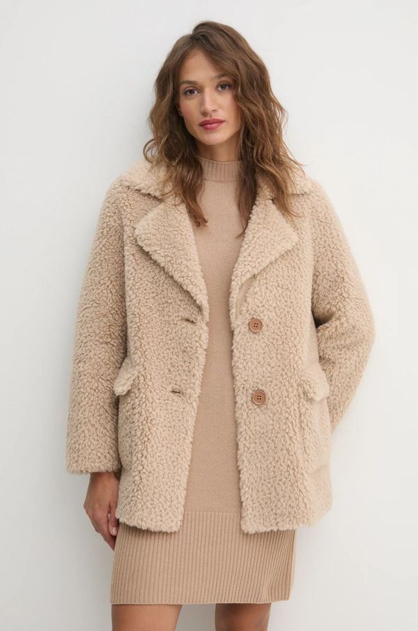 Sisley Kaput s primjesom vune Sisley boja: bež, za prijelazno razdoblje, oversize, 24C7LN053