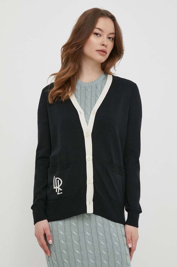 Lauren Ralph Lauren Kardigan Lauren Ralph Lauren za žene, boja: crna, lagani