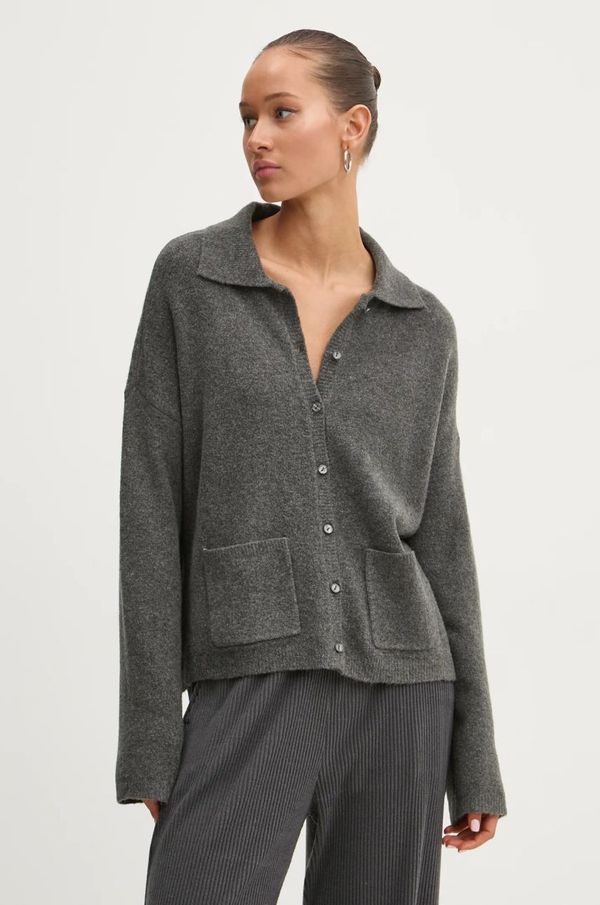 Abercrombie & Fitch Kardigan s primjesom vune Abercrombie & Fitch boja: siva, KI150-4223