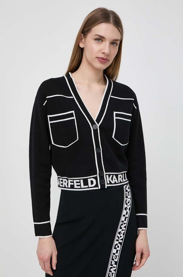 Karl Lagerfeld Kardigan s primjesom vune Karl Lagerfeld boja: crna, lagani