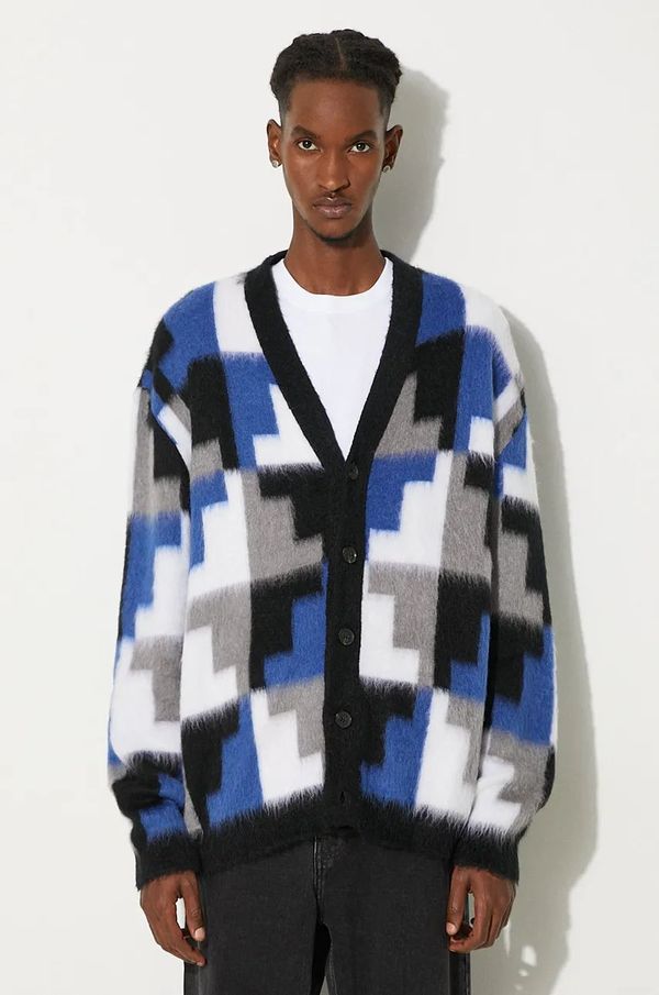 Marcelo Burlon Kardigan s primjesom vune Marcelo Burlon AOP Damier Cross Knit Cardigan boja: siva, CMHB001F24KNI0010645