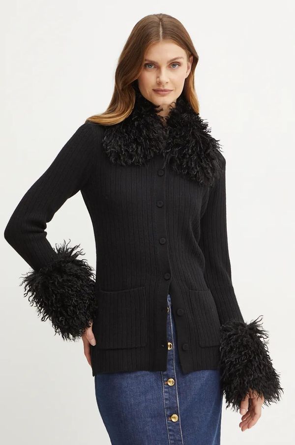 Twinset Kardigan s primjesom vune Twinset boja: crna, lagani, 242TT3431