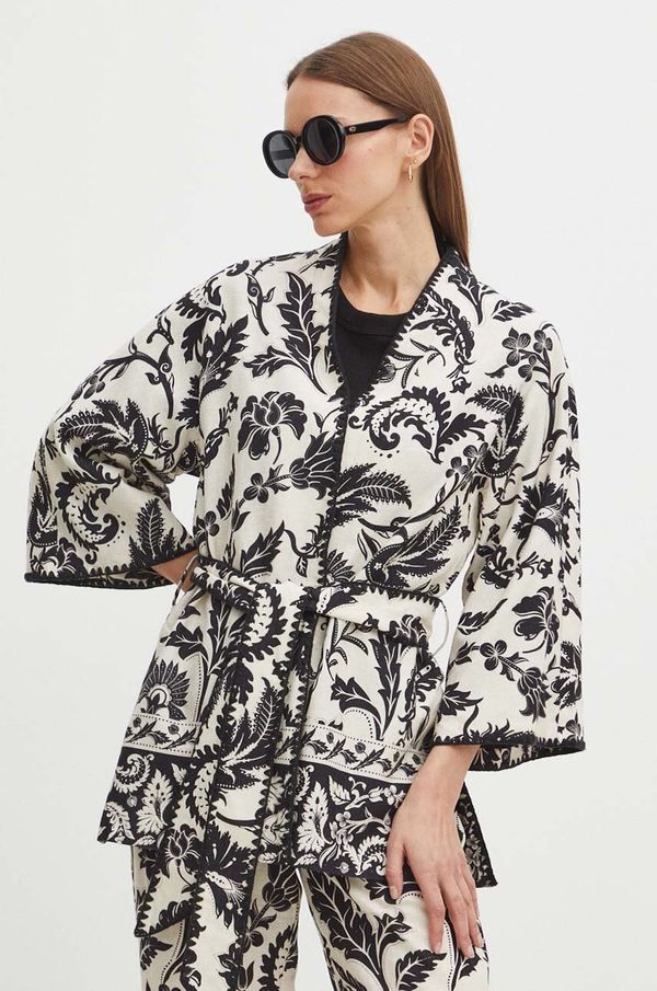 Medicine Kimono Medicine za žene, boja: bež, s uzorkom