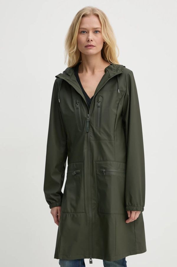 Rains Kišna jakna Rains Cargo Curve Jacket W3 za žene, boja: zelena, za prijelazno razdoblje, 12050-03