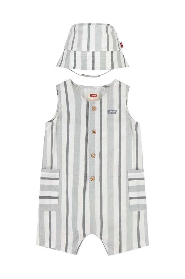 Levi's Kombinezon s lanom za bebe Levi's LVB STRIPE ROMPER & BUCKET HAT