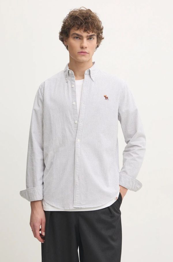 Abercrombie & Fitch Košulja Abercrombie & Fitch za muškarce, boja: siva, regular, s button-down ovratnikom, KI125-4185