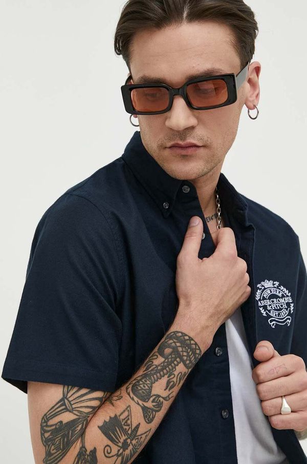 Abercrombie & Fitch Košulja Abercrombie & Fitch za muškarce, boja: tamno plava, regular, o button-down ovratnikom