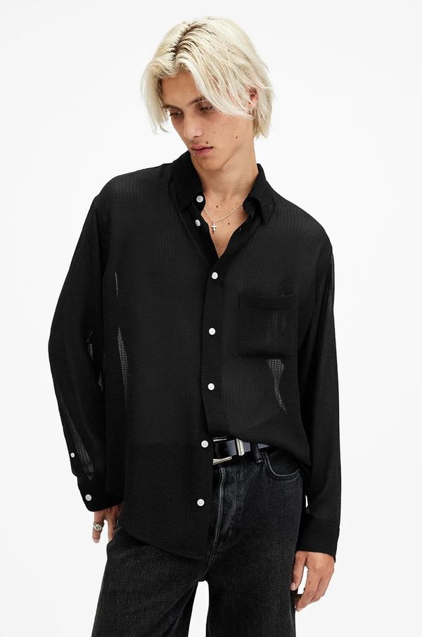 AllSaints Košulja AllSaints ANDO za muškarce, boja: crna, relaxed, s klasičnim ovratnikom, M037SC