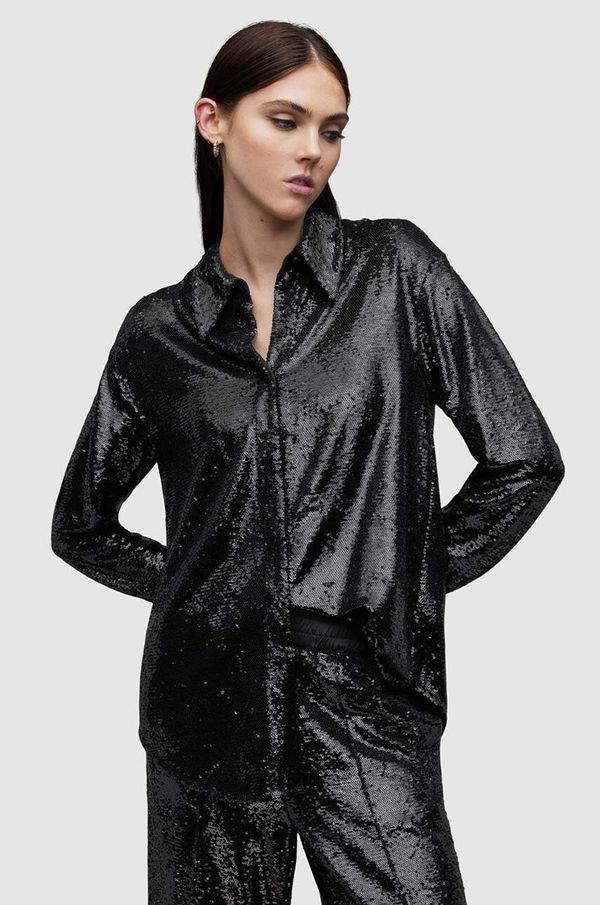 AllSaints Košulja AllSaints Charli za žene, boja: crna, relaxed, s klasičnim ovratnikom