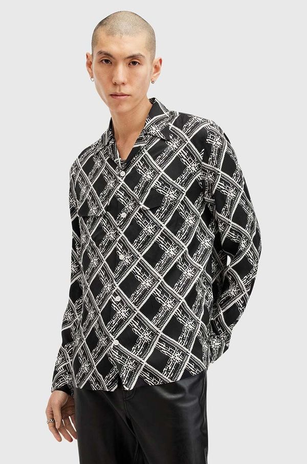 AllSaints Košulja AllSaints GRID za muškarce, boja: crna, relaxed, M025SB