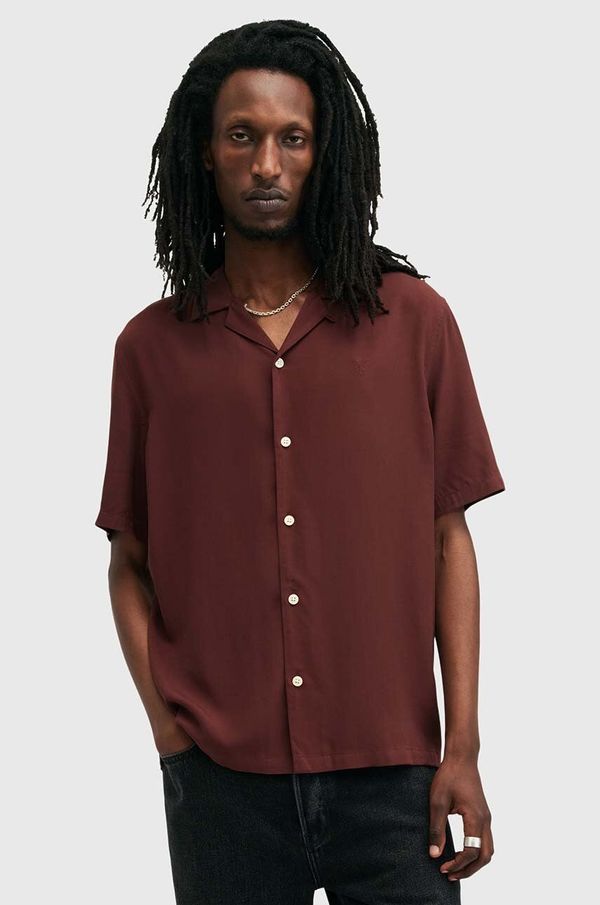 AllSaints Košulja AllSaints VENICE za muškarce, boja: bordo, relaxed, M159SB